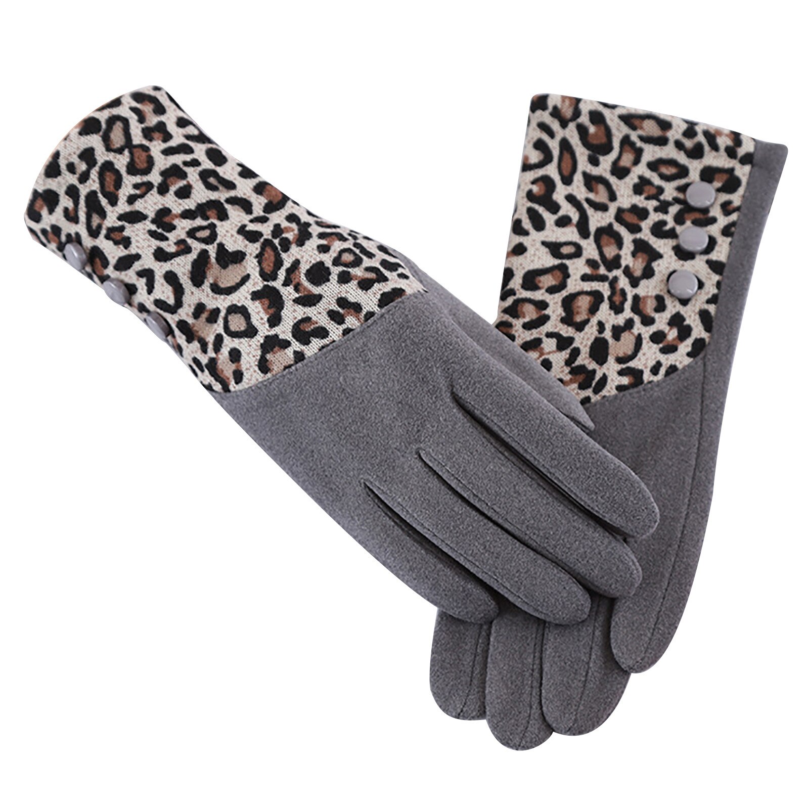 Guantes de mujer con estampado de leopardo, guantes con estampado de leopardo y pantalla táctil de lana para dedo índice, guantes de invierno para mujer