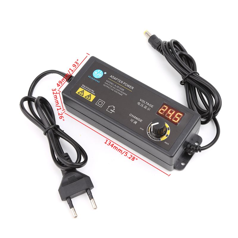 Adjustable Power Adapter With Display Screen AC100V-240V To DC3.8V-37V 1.7A EU Plug