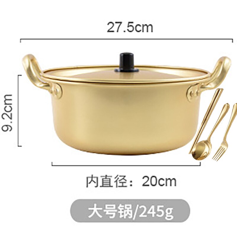 Pentola Coreana Per Ramen In Alluminio Da 20 Cm - Doppio Manico (Gialla)