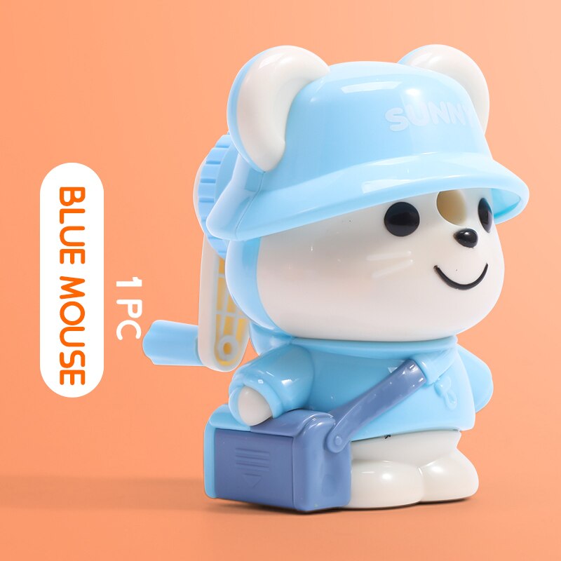 M & G-afilador de lápices mecánico automático, suministros de oficina, papelería creativa bonita para la escuela: Blue mouse 1pc