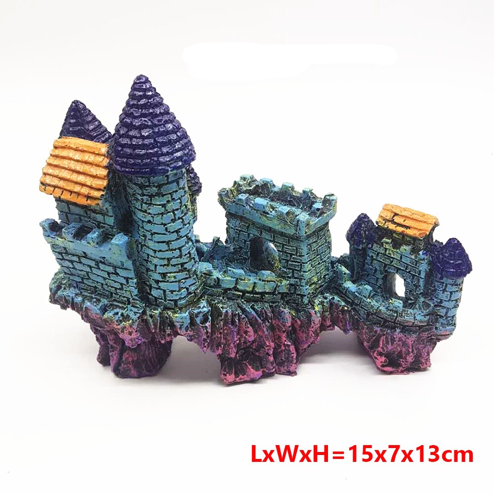 Antique Building Aquarium Fish Tank Garden Greenery Decoration Roman European Small Castle Resin Hideout Shrimp Breeding Shelter: 4