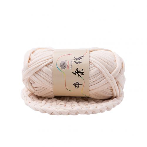 1pc håndstrikkede vævede tråde tykt kurvtæppe flettet diy hæklet stof fancy garn: Lys beige