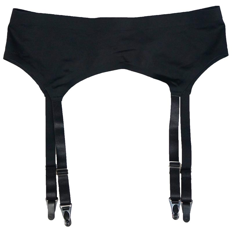 Black Retro Seamless Metal Buckles 4 Wide Straps Women/Female/Lady Sexy Vintage Garter Belts For Stockings Suspender Belt S506B