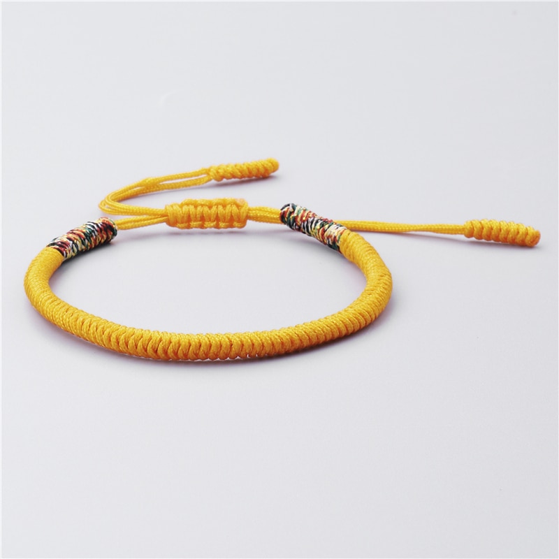 Geel Nylon Draad Armband Tibetaanse Boeddhistische Handwoven Gevlochten Touw Knopen Armbanden Gebed Charme Sieraden Polsbandjes