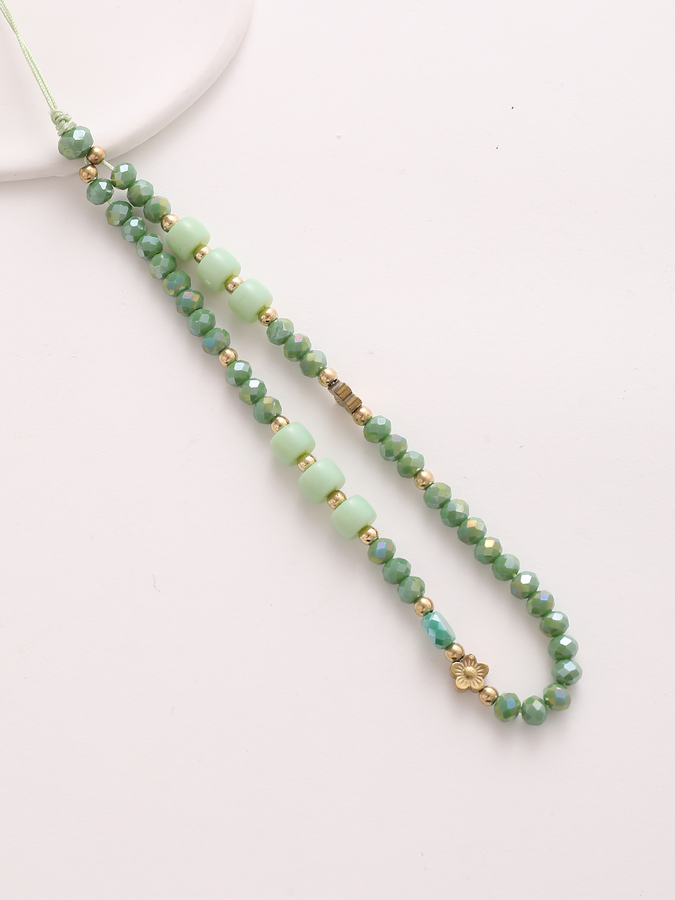 Colorful Stone with Gold Flower Mobile Phone Chain Mobile Phone Hanging Rope