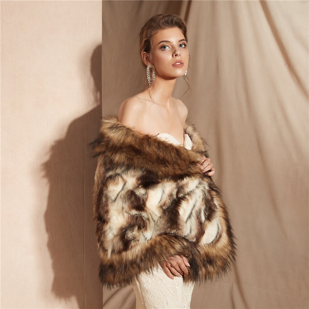Janevini bont imitatie winter bolero sjaal wikkel bruidsmantel vrouwen trouwjurk cape voor gala feest accessoires