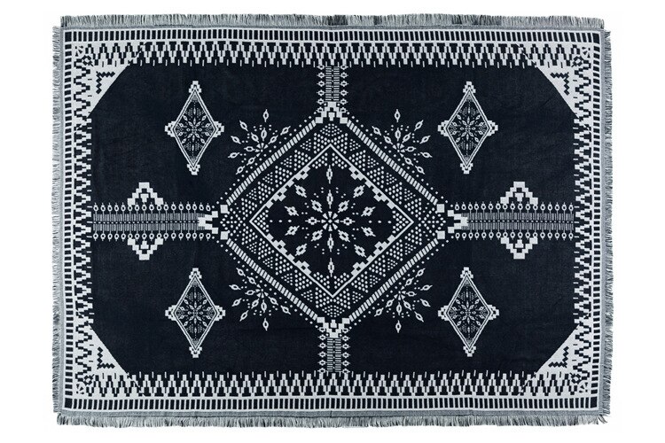 Dikke katoenen draad gebreide deken geometrische zwart-witte mooie vintage deken met kwastje bankhoes bed woonmat: 130170cm