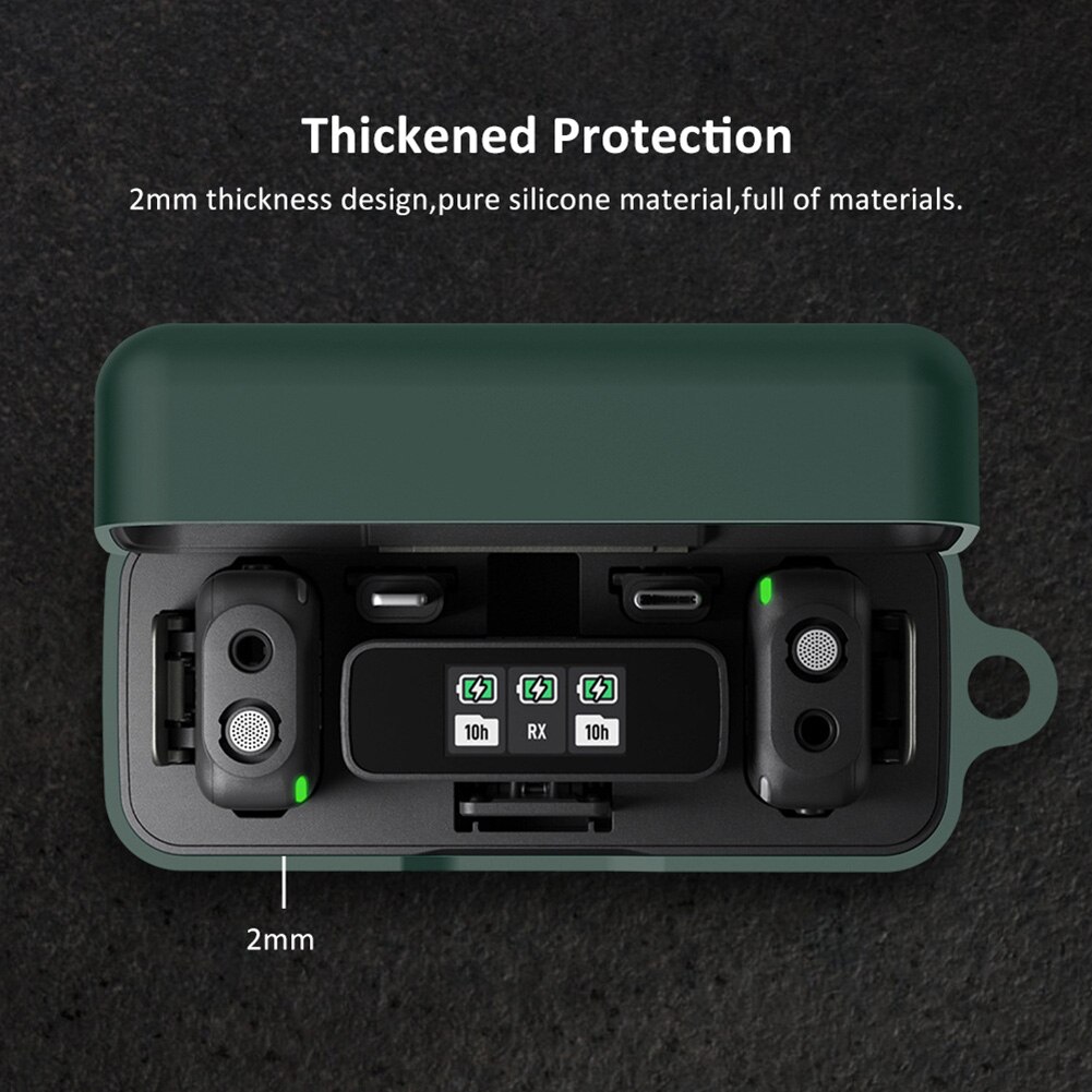 Dji mikrofon schutzhülle mit ladebox, silikonhülle und haken für dji action 2 om 5 kamera-smartphone