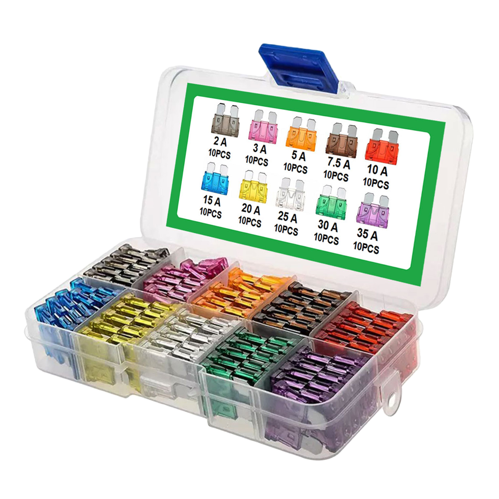 Standard Blade Fuse Assortment Kit Auto Car Fuses Assorted Set 100Pcs