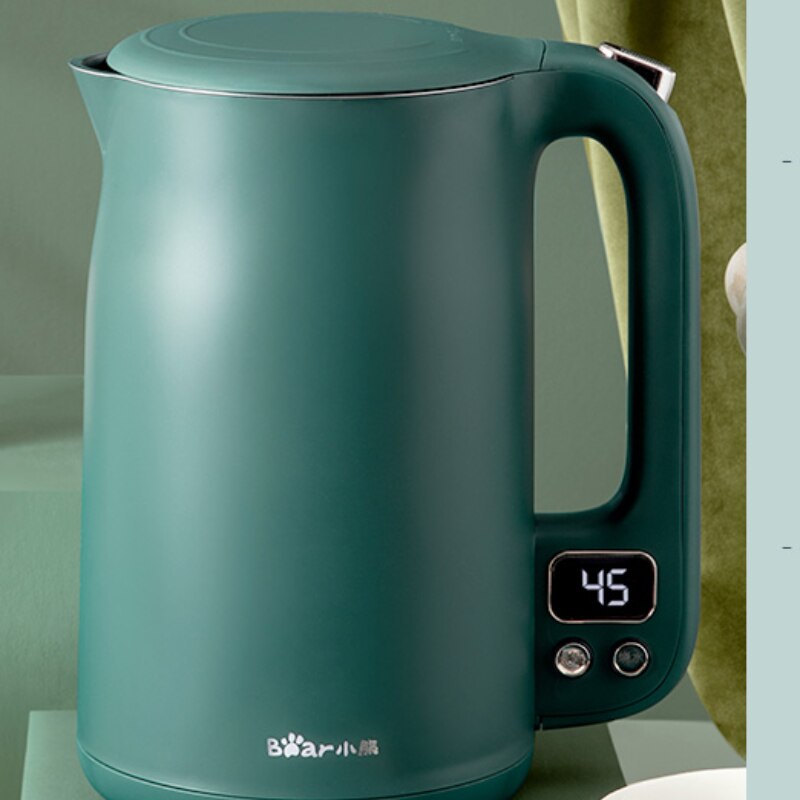 Bear Variable Temperature Electric Kettle 1.7L Tea Coffee Keep Warm Function Boil-Dry Protection Kitchen Appliances ZDH-C17V3: Vintage green
