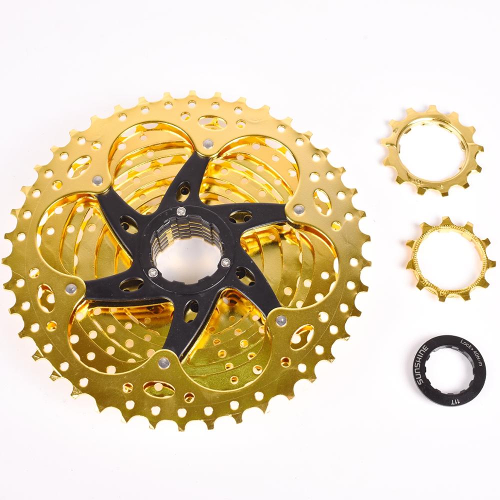 SUNSHINE-SZ 9 Speed Cassette 11-50T 11-42T Gold Mountain Bike WideRatio MTB Bicycle 9S Freewheel Compatible with M430 M4000 M590