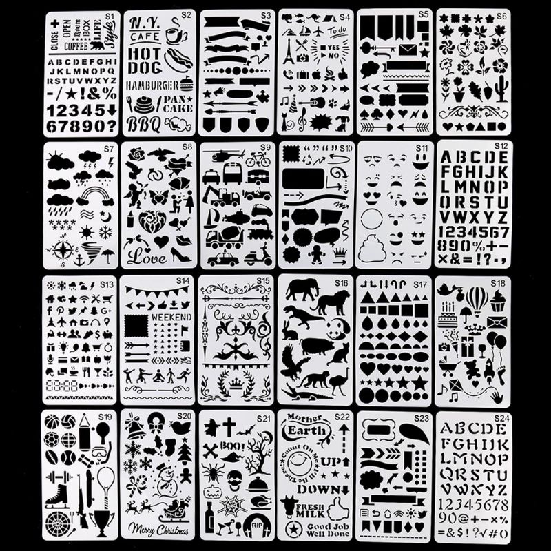 24 Stks/set Journal Grens Tekening Sjabloon Heerser Stencil Schilderen Board Diy Album