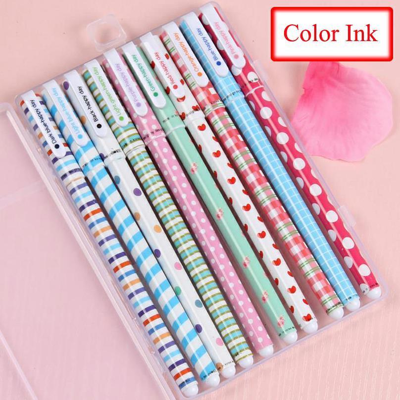 10 unids 6 unids kawaii flor colorida Cancillería gel pluma material escolar oficina papelería papelaria canetas coloridas color de la pluma 04083: 04117-6
