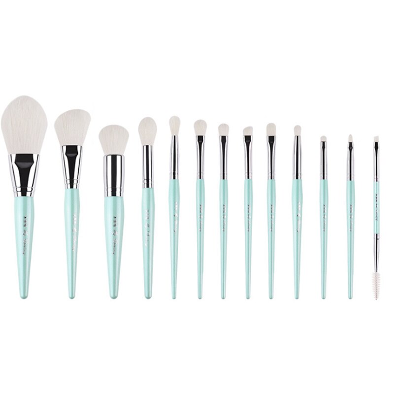Juego de brochas de maquillaje de gama alta 13 Uds brocha para base y polvos sombra de ojos pincel de labios cepillo de base plana Kit de herramientas cosméticas de: Azul cielo