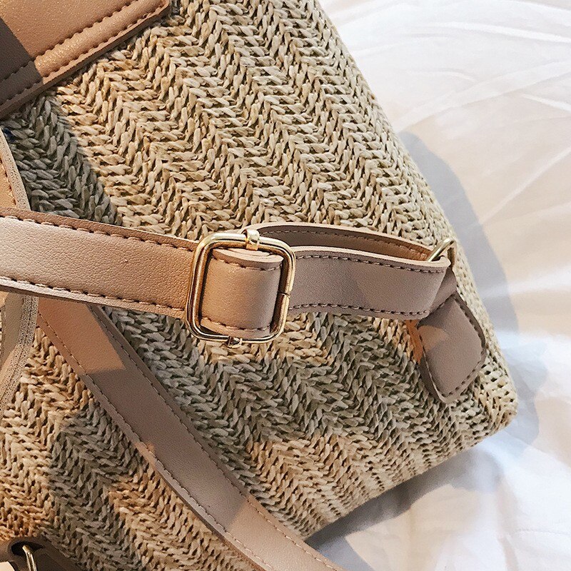 Arsmundi Mode Stro Geweven Rugzak Vrouwen Back Pack Zomer Tiener Meisje Rugzakken Reistassen Meisjes Mini Rugzak