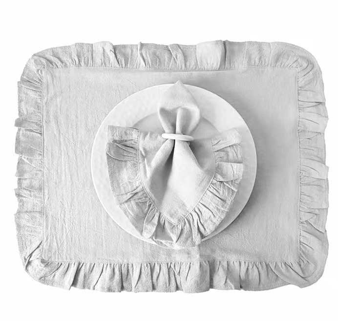 Placemats voor tafel Katoen 100% Ruffle Servetten voor borden Zacht Volants Bruiloft Decoratie Huisverwarming Cadeau Tafeldecoratie Feest: 80x40 cm / Oranje