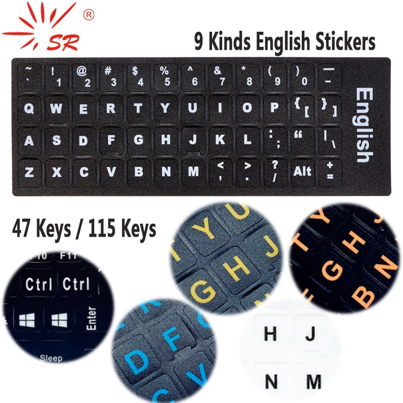 SR English Language 16 Standard Waterproof Keyboard Cover Stickers Layout Button Letters Computer Laptop Skins Accessories