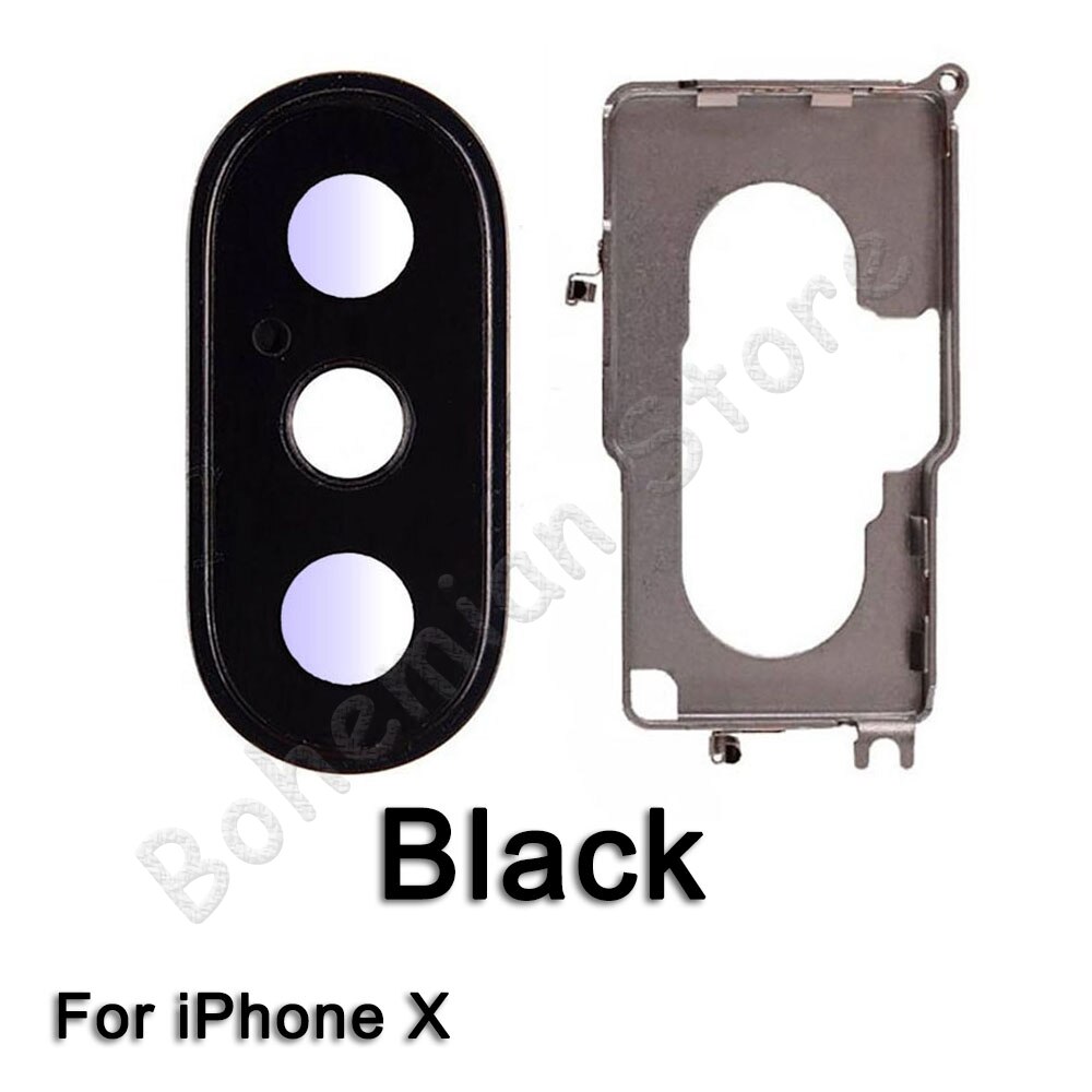 For iPhone X Xs Max XR Sapphire Crystal Back Rear Camera Glass Lens Ring Cover Original Spare Parts: X Black