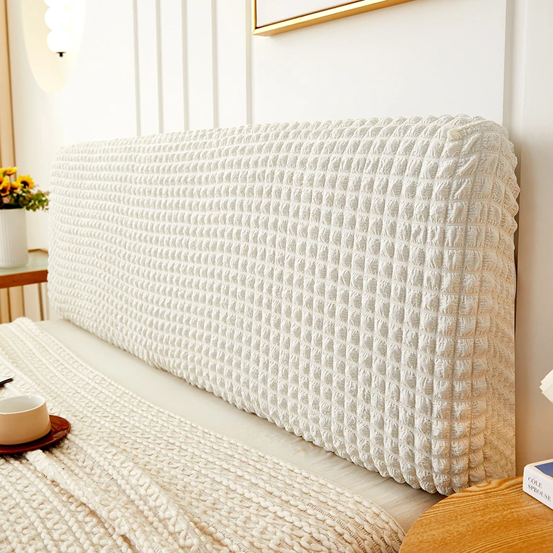 Effen kleur Hoofdeindehoes Tweepersoonsbed Bubble Plaid Elastisch Bedhoofdhoes Stofdichte hoofdsteunhoes voor woondecoratie Seguridadnica Diego Diego Anderson: 150*65 Cm / WHITE