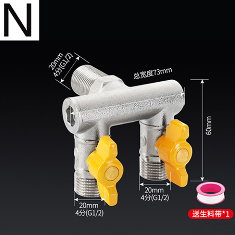 1/2 "Fittingen Alle Koperen Plating 3-Weg 4-Way Gasklep Hoek Ventiel Bal Boiler kraan Schakelaar Shunt Outlet Conversie: Paars