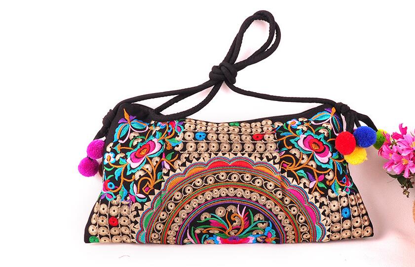 Mode Creatieve vintage Borduurwerk boodschappentassen! Leuk Bohemian Bloemen Lady Schouder & Crossbody tassen Nationale Canvas Carrier: 11