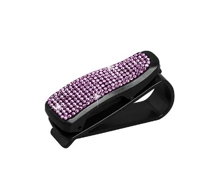 Diamant Brilhouders Auto Zonneklep Zonnebril Brillen Mount Met Ticket Card Clip Auto-interieur Accessoires Brilhouder: GRIJS