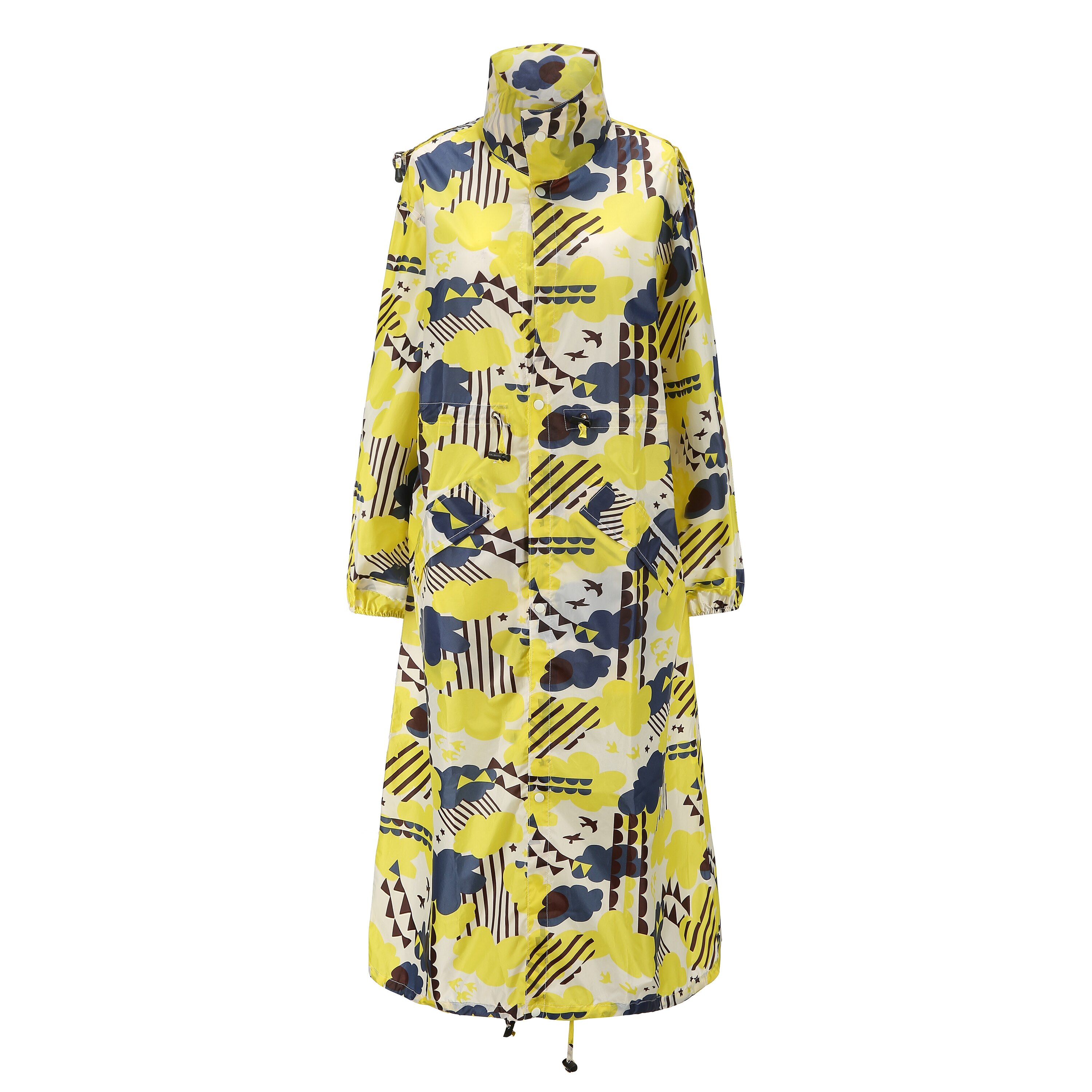 Grote maat lange regenjas dames heren regenponcho hoes ondoordringbare capa de chuva regenjas met capuchon outdoor tour regenjas jas: Gele wolken / M