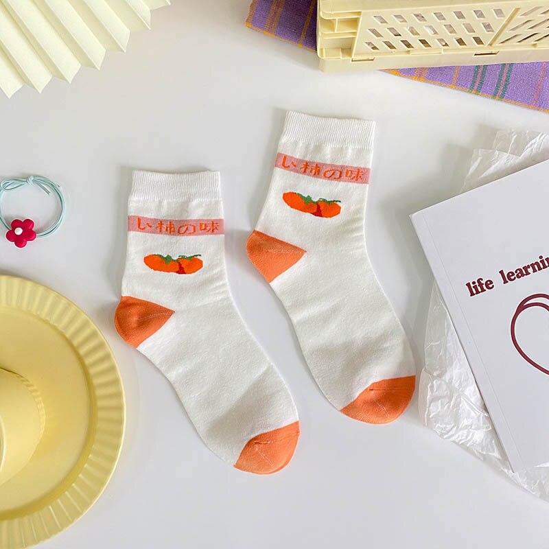 Fruits chaussettes drôles fraise pastèque Orange mignon chaussettes femme Harajuku Skarpetki heureux 12 Style Calcetines Divertidos: 1