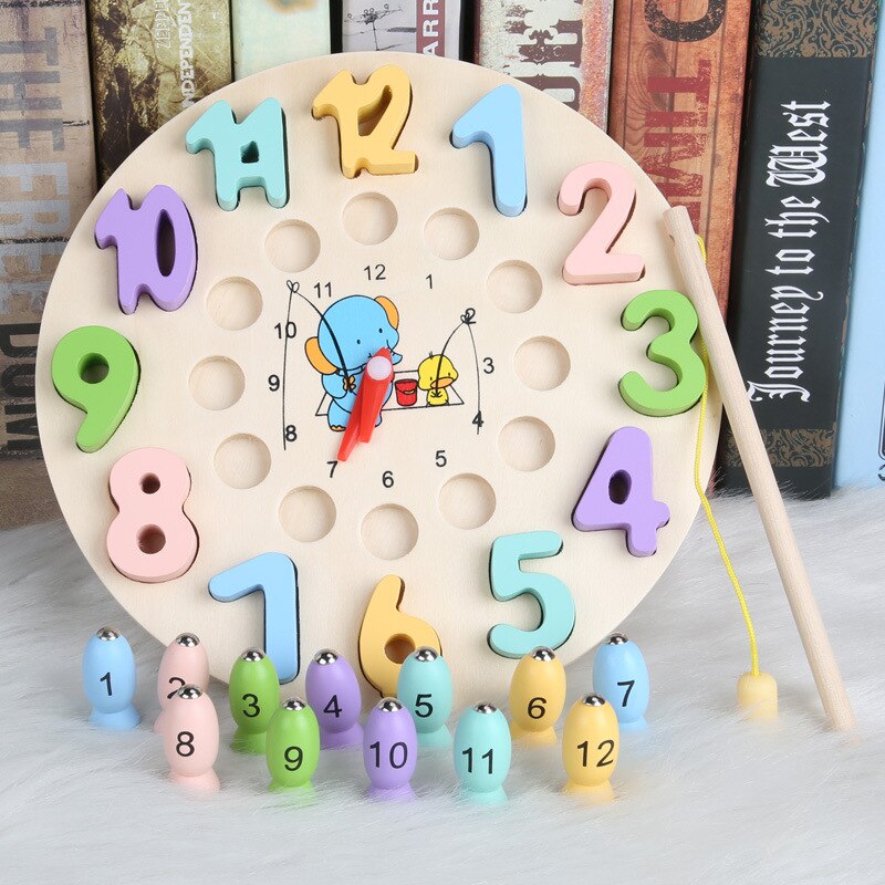 Horloge Pédagogique En Bois Pour Enfants – Avec Curseurs Date, Saison, Météo – 30,5x30,5 Cm