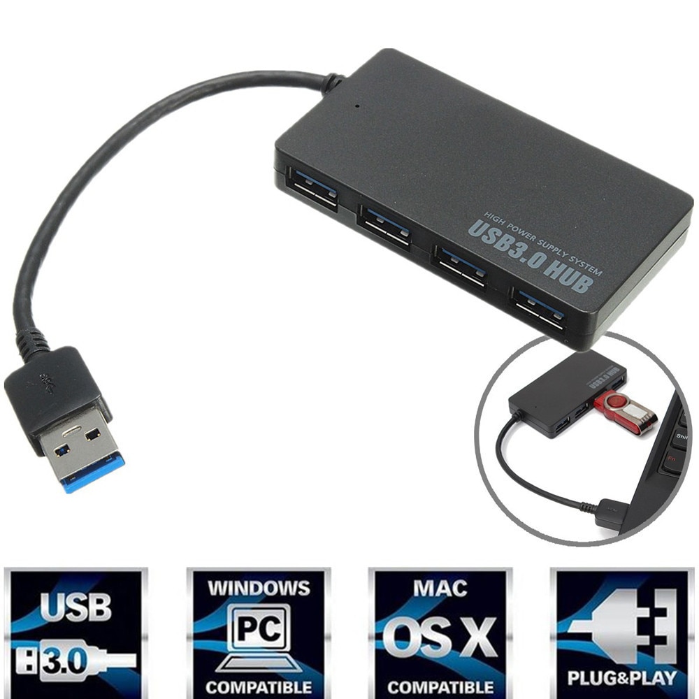 High Speed 4 Poorts Usb 3.0 Hub Met Voeding Poort USB2.0 Splitter Otg Adapter Voor Imac Laptop Desktop Accessoires mode