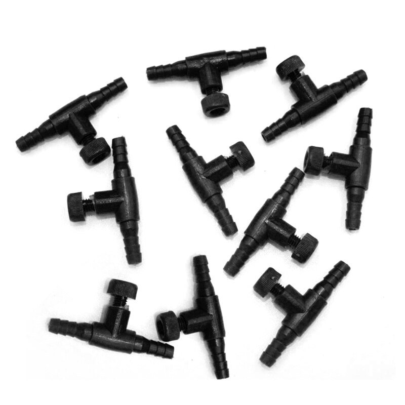 10 Pcs T-Shaped Aquarium Air Pump Control Valve Tee Connector Aeration Pump Q0KA