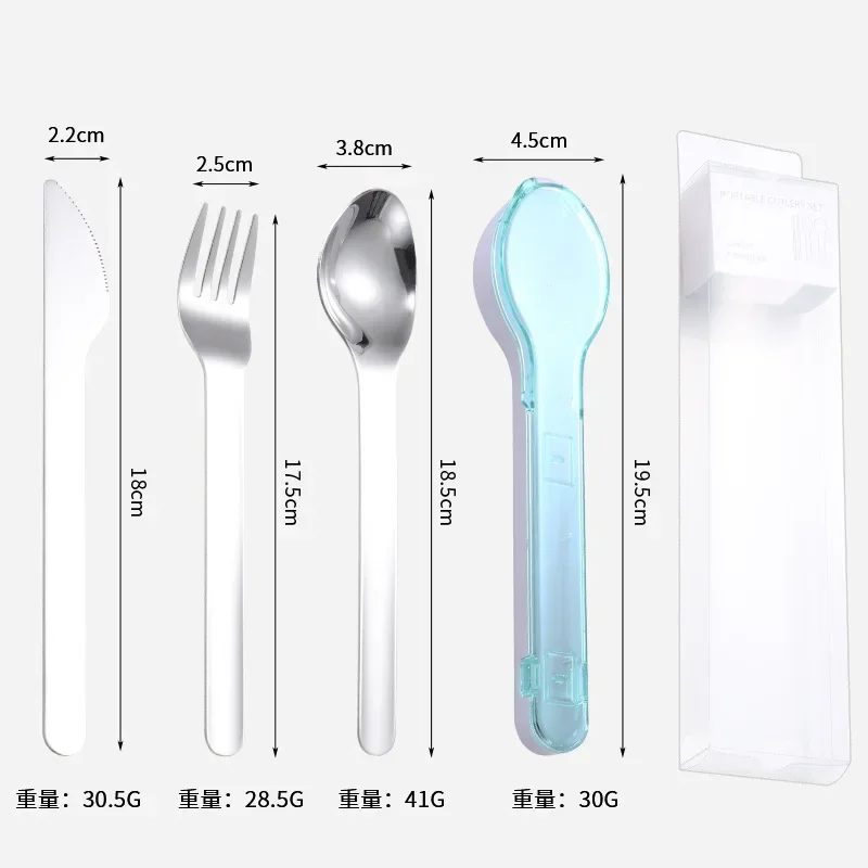 Portable Tableware With Storage Box Cutlery Dinner Set Travel Packaging Box Dinnerware Picnic Chopstick Spoon Dinnerware 2pcs: green