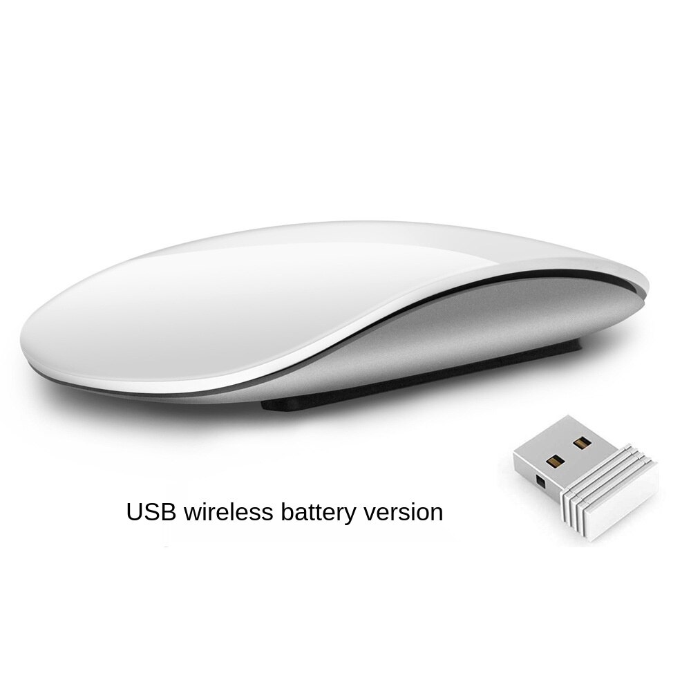 Bluetooth Wireless Arc Touch Magic Mouse Ergonomic Ultra Thin Rechargeable Mouse Optical 1600 DPI Mause For Apple Macbook Mice: 2.4G Battery white