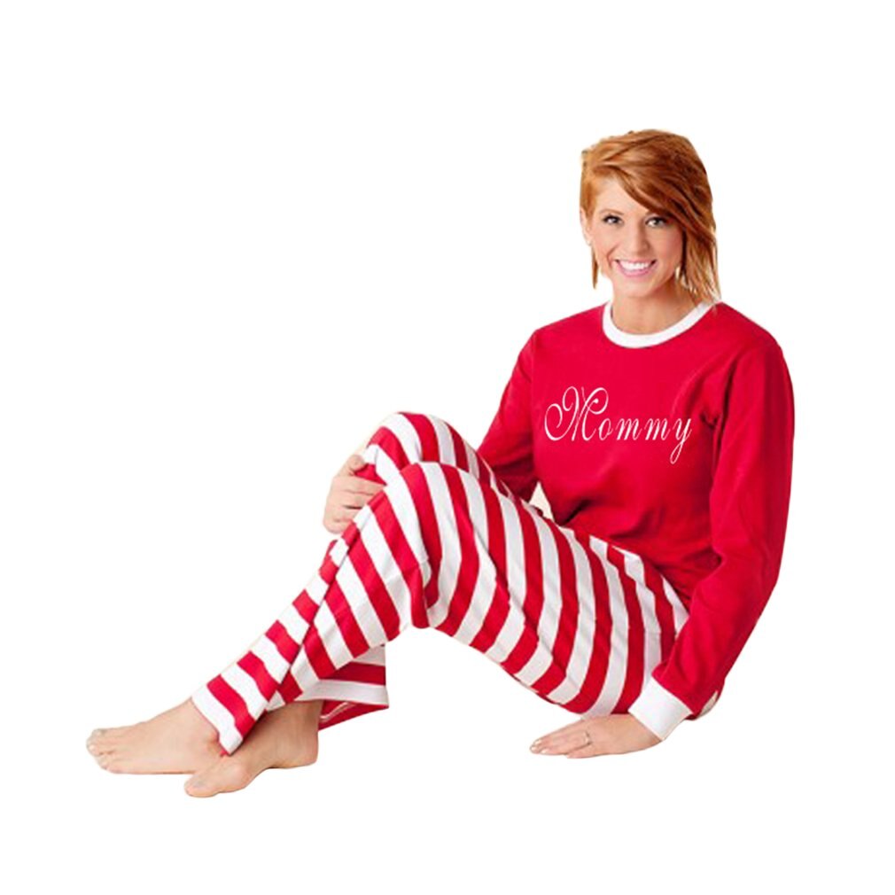 Kerst Pyjama Herfst Winter Moeder Vader Dochter Zoon Pyjama Rode & Witte Streep Familie Kleding Set Vrijetijdskleding Pak