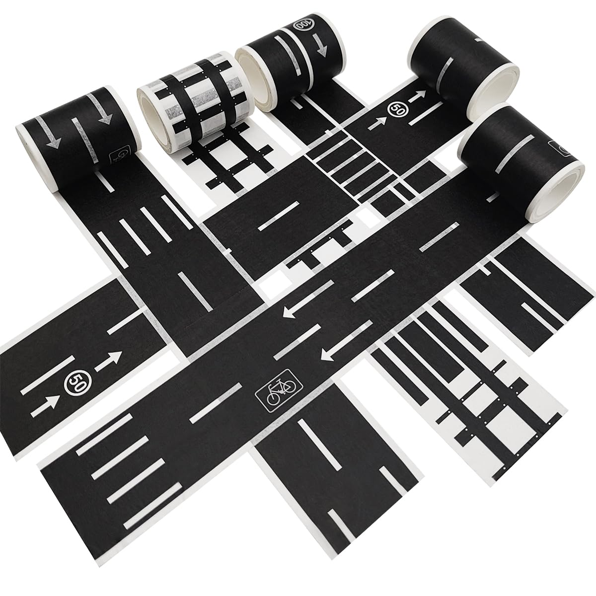 2/4/5Pcs DIY Railway Road Tape Traffic Sticker Adhesive Intelligence Route Mark Safety Education Study Road Signs Tool