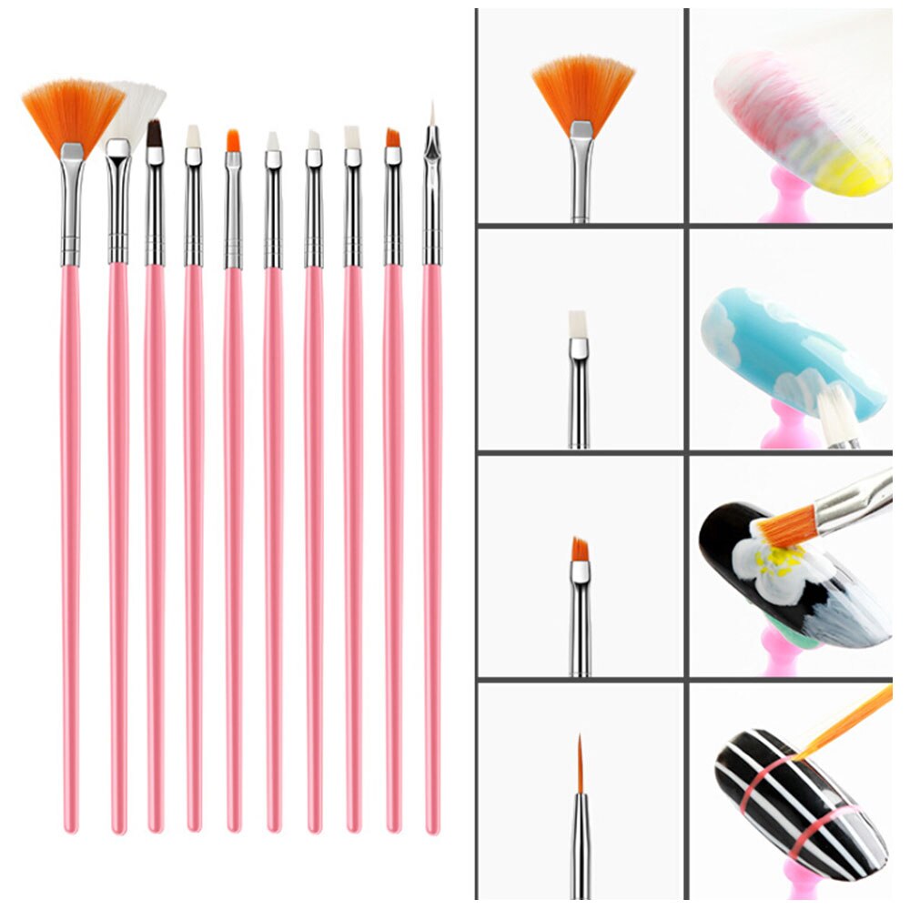15Pcs Uv Gel Acryl Nail Art Tip Puntjes Schilderen Pen Polish Brush Gereedschap Manicure Set