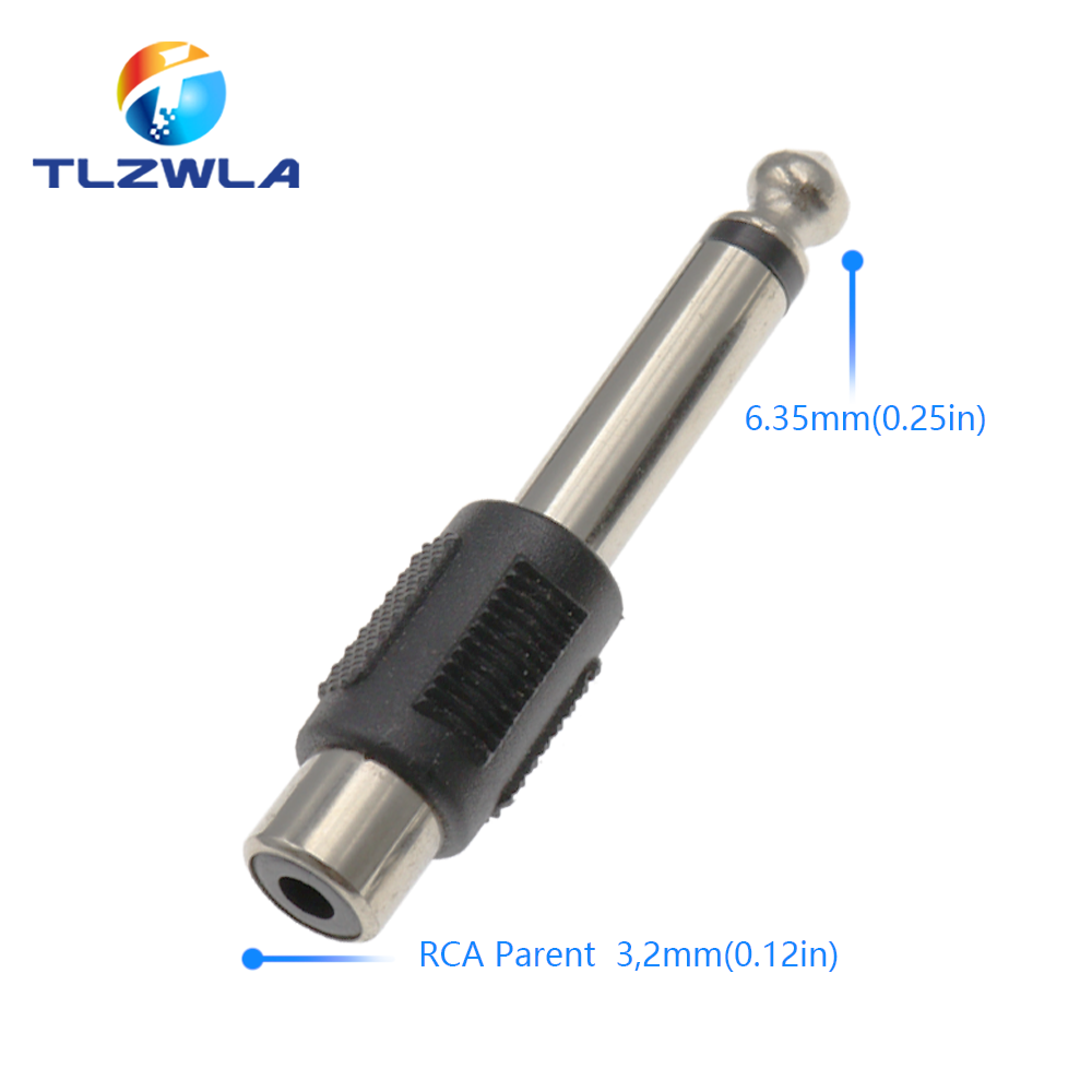 1PCS RCA Female Socket Turn 3.5MM Stereo Plug Audio Adapter 6.3MM Stereo Plug To RCA Socket 2 in 1 Stereo Connector
