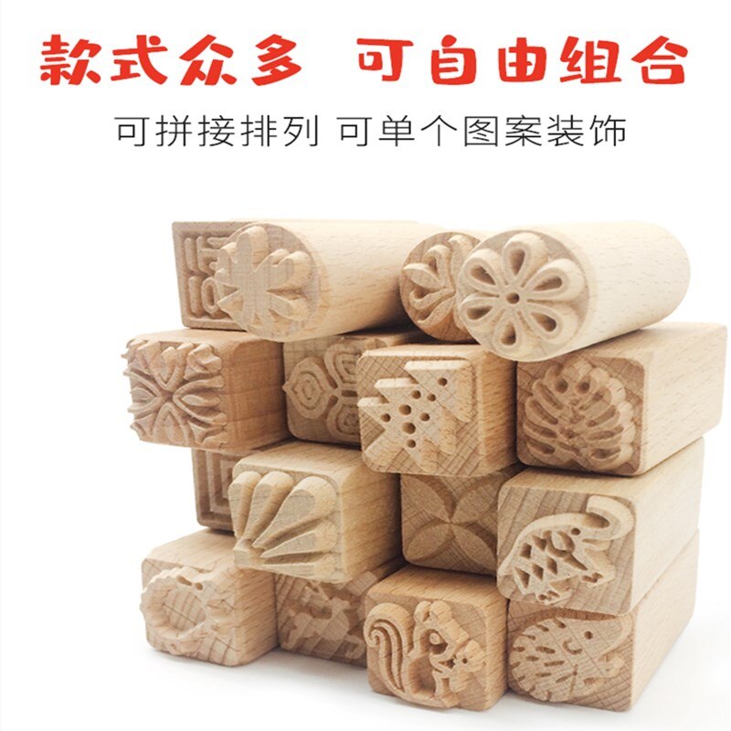 Pottery Ceramic Tool Wood Texture stamp Pure Solid Wood Printing Tool Ceramic Clay Sculpture Kneading Printing Chop W-1