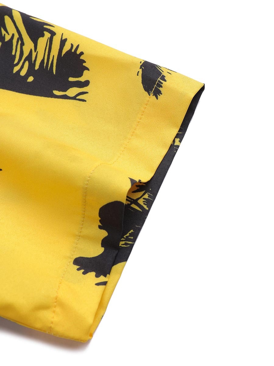 Moda hawajska koszula z nadrukiem 2021 letni męnarty plażowy kokos żółty czarny drukowany koszulka z krótkim rękawkiem koszula męska szczyt