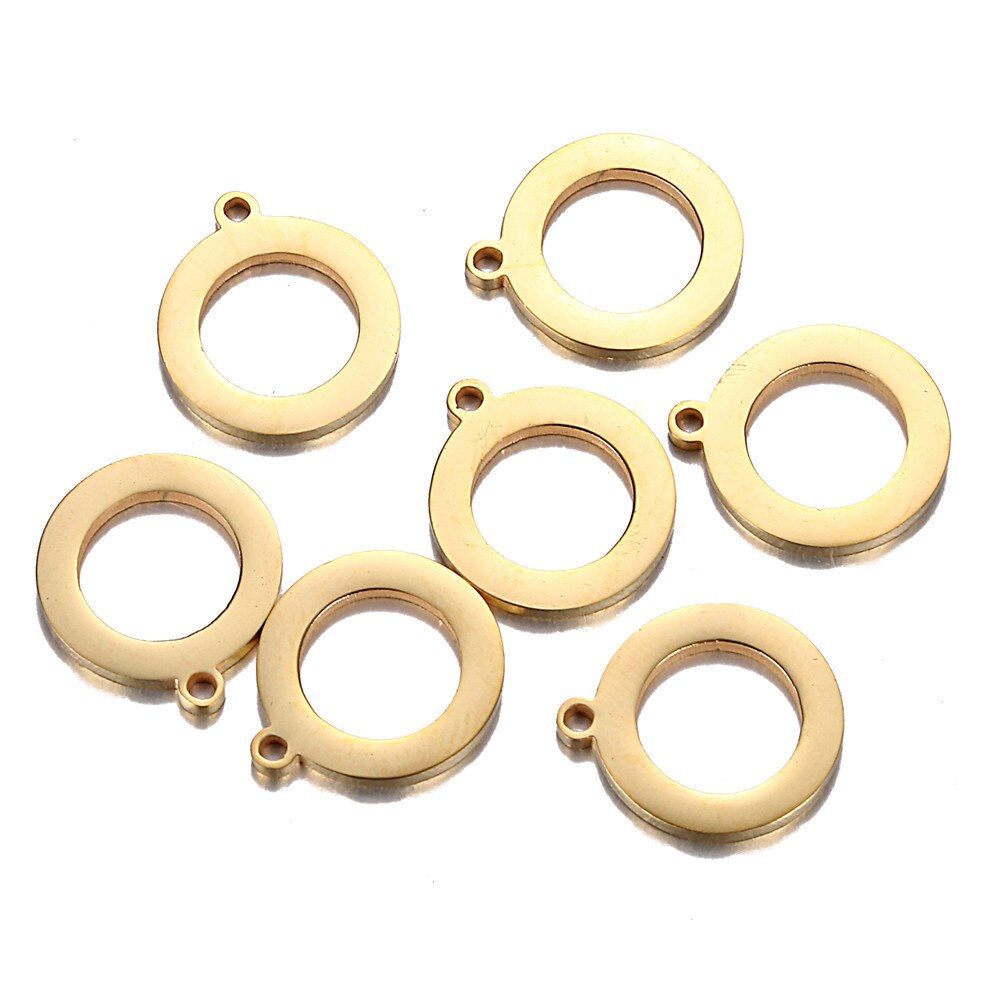 20 stks/partij Eenvoudige Spiegel Gepolijst Roestvrij Staal Cirkel Charms Hollow Ronde Cirkel Connector Bedels Voor DIY Sieraden Makings