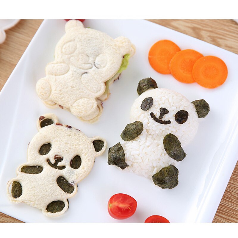 4pcs/Set Cute Panda Rice Mold DIY Sushi Mold Maker Dry Roasted Seaweed Cutter Sushi Making Kitchen Tools Bento Accessories
