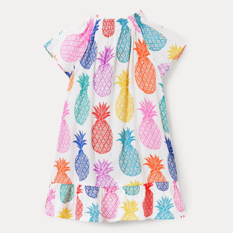 Robe d&#39;été en coton pour filles, vêtements princesse de plage, coupe A-line, motif ananas, à la , vêtements d&#39;école