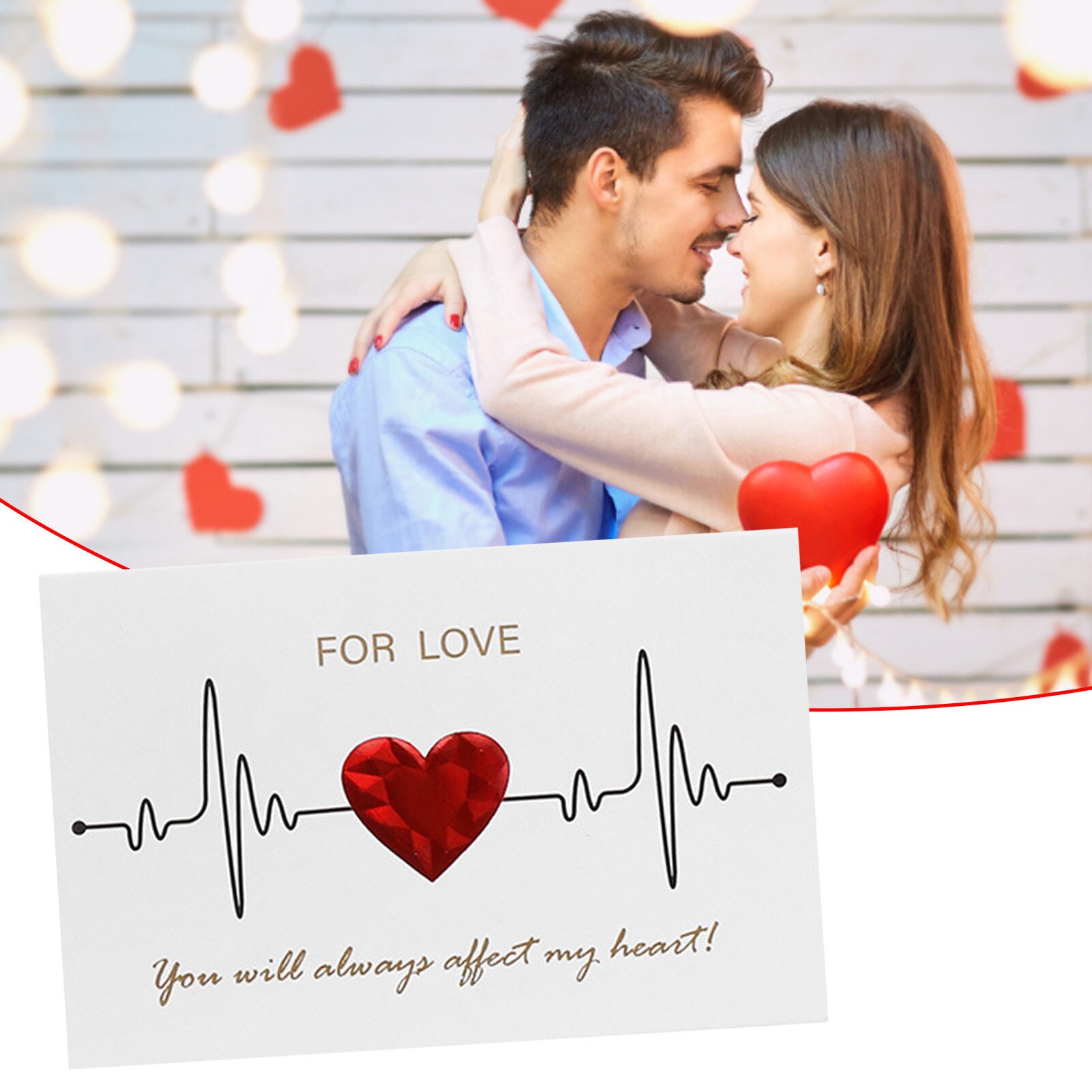 Valentine's Day Love Postcard Commemorative Card Bronzing Diy Heartbeat Engagement Invitation Card With Envelope