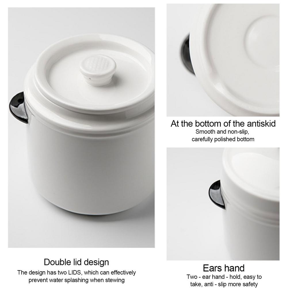 Ceramic Water-proof Stew Cup Double Ear Cover Stewed Bird's Nest Cup Steamed Egg Cup Stew Pot Household Small Soup Cup Stew Cup
