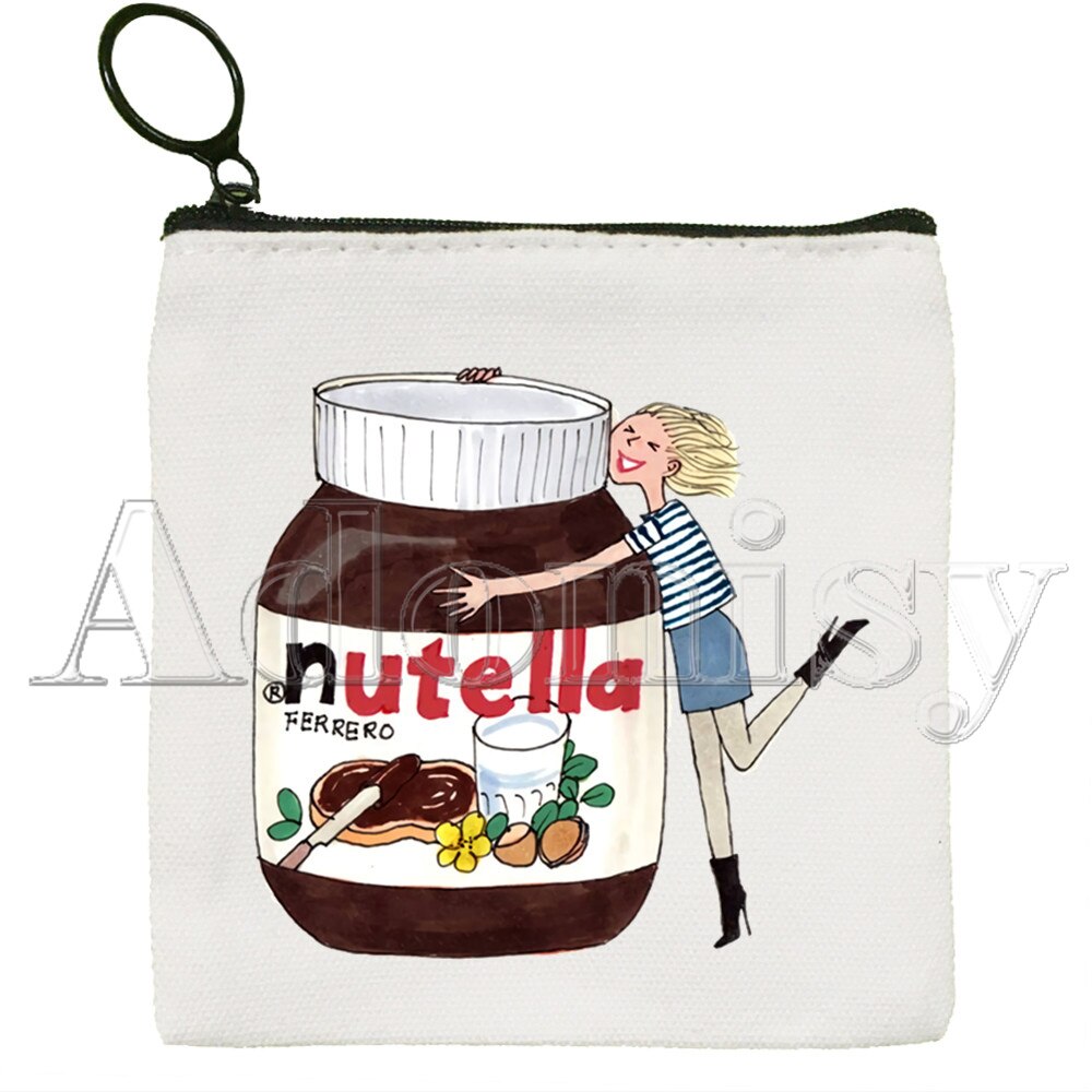 Nutella Nette Einfarbig Leinwand Geldbörse Kleine Frische Neue Reißverschluss Schlüssel Tasche Hand Tasche: B