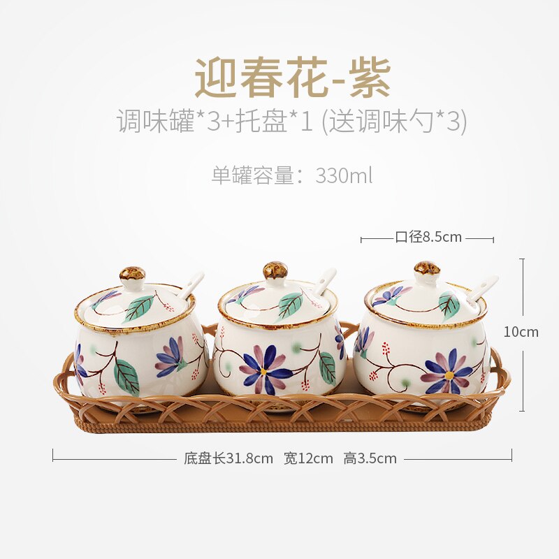 NEWYEARNEW Ceramic Spice Storage Bottles Jars Kitchen Tools Set Combination Packages Home Decoration Wedding: Default Title