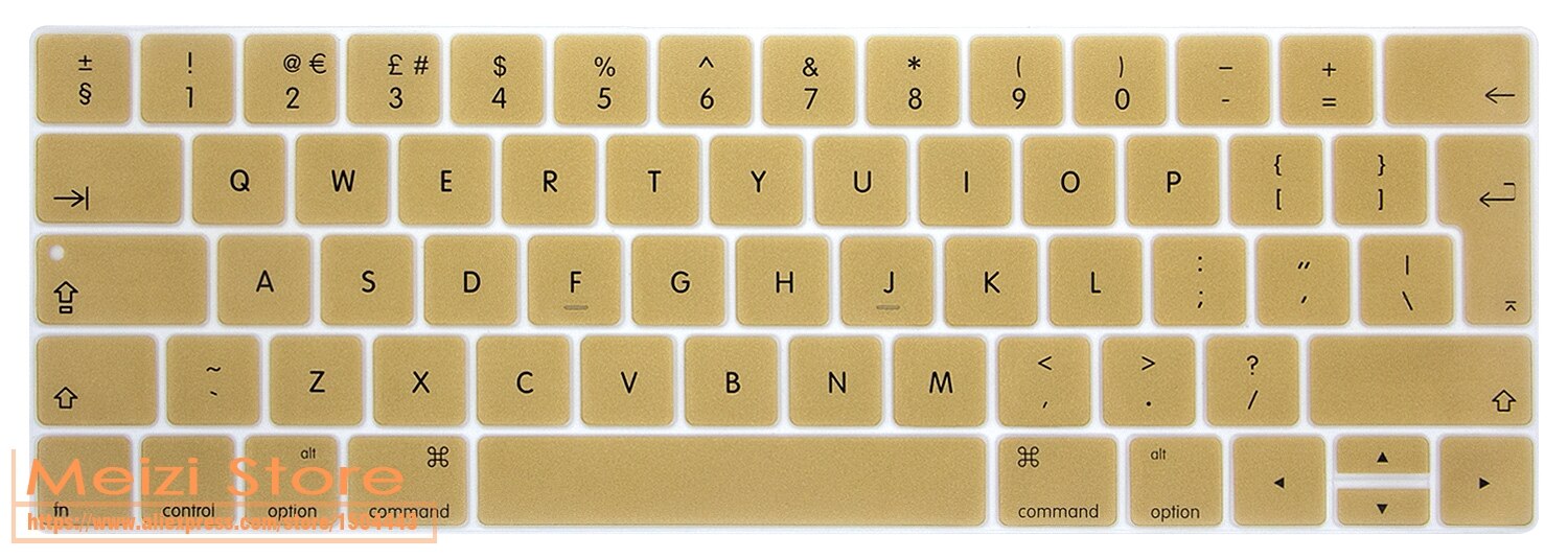 Silicone Laptop Keyboard Cover for Macbook Pro 13/15 Inch Touchbar EU Version A1706 A1707: Gold