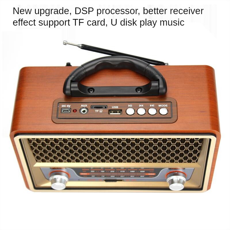 Retro portable wooden radio music player AM/FM/SW multifunctional high bluetooth speaker subwoofer card audio caixadesom
