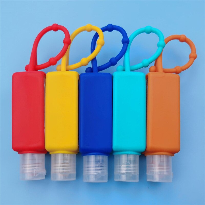 5 st 30ml silikon reseflaskor silikon påfyllningsbar klämbar behållare handsprit flaskor tom nyckelringshållare