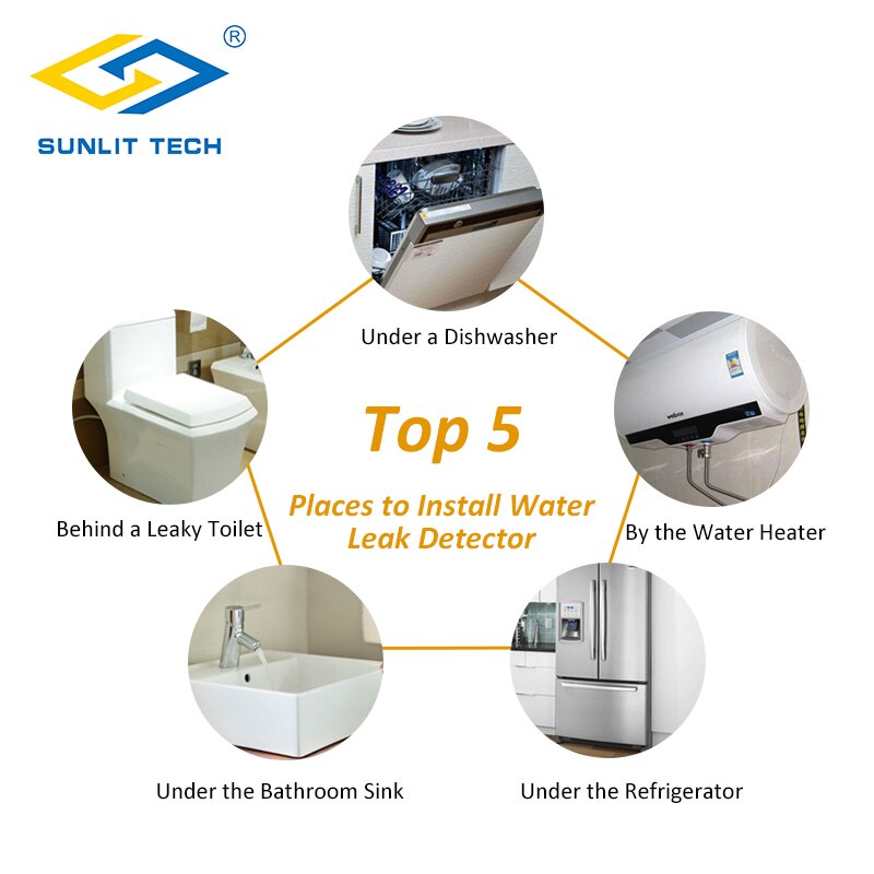 Smart Home Alarm Water Leakage Sensor with Automatically Shut Off 1/2"DN15 Vlaves Water Leak Detector Flood Overflow Protection